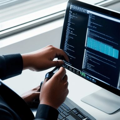 Person working on a computer with machine learning code