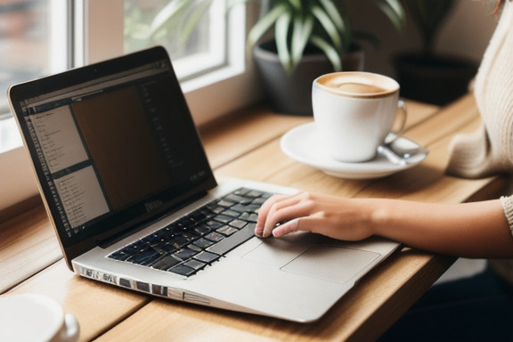 Freelancer working in a coffee shop