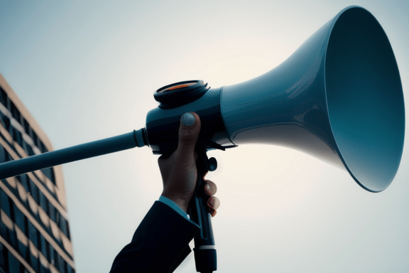 Person holding a megaphone