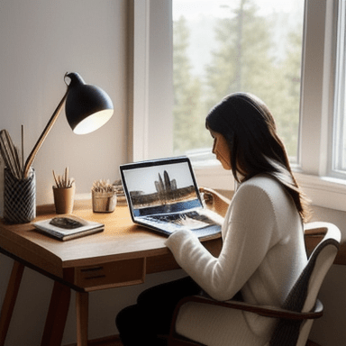 Trabalho remoto em um escritório acolhedor