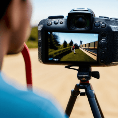 Person filming a video using a professional camera