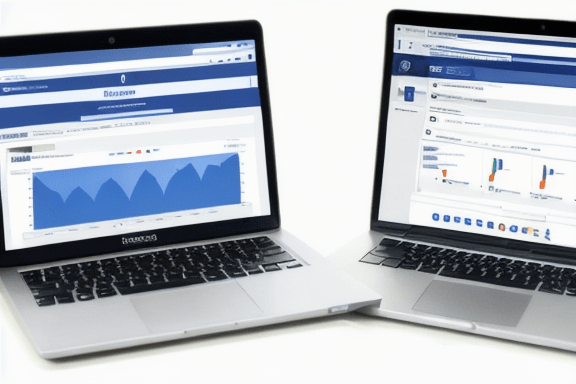 Análise de dados de anúncios do Facebook em um laptop