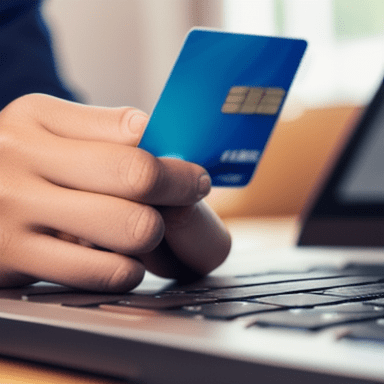 Person using a credit card to make an online purchase