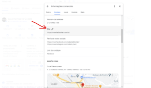 Inserindo o Site no Campo Certo do Perfil do Google Meu Negócio